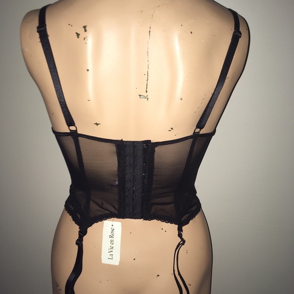 La Vie En Rose Paisley Bustier 34C with Garter Straps New - Picture 4 of 7
